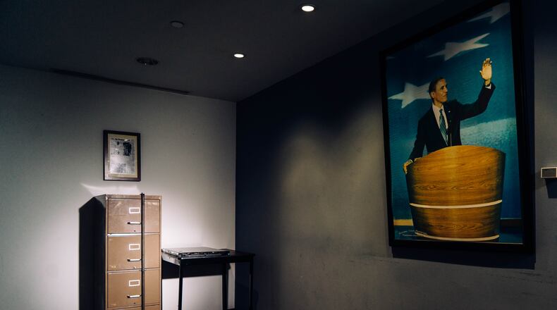 A filing cabinet broken into in 1972 as part of the Watergate burglary, beside a computer server that Russian hackers breached during the 2016 presidential campaign, both now in the basement of the Democratic National Committee?s headquarters in Washington, Dec. 12, 2016. An investigation into the Russian operation reveals a series of missed signals, slow responses and a continuing underestimation of its seriousness.