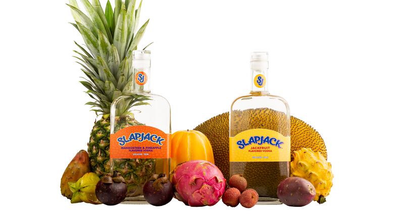 Jackfruit and mangosteen-pineapple vodkas from Slapjack. Courtesy of Paul Cheney