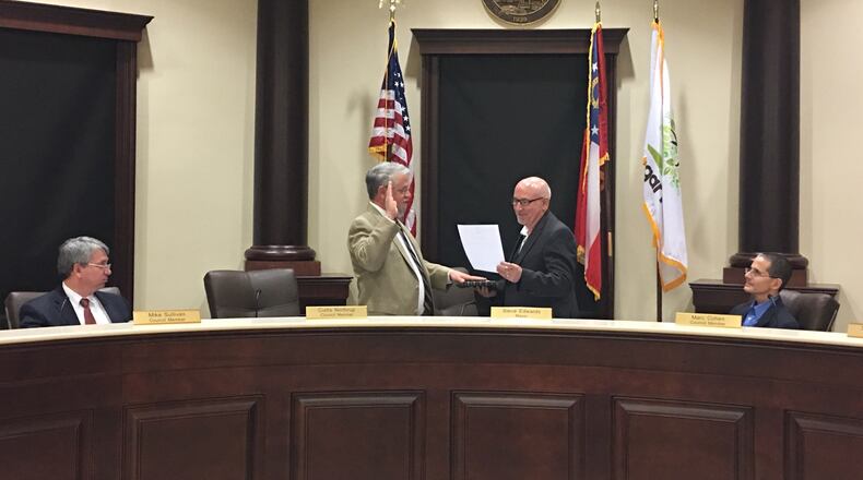 Curtis Northrup is sworn in as Sugar Hill Mayor Pro Tem. Courtesy City of Sugar Hill