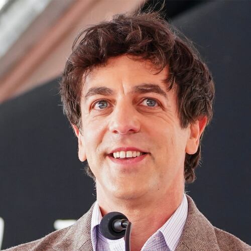 FILE - B.J. Novak, left, speaks at a ceremony honoring Mindy Kaling with a star on the Hollywood Walk of Fame in Los Angeles. (Photo by Jordan Strauss/Invision/AP, File)