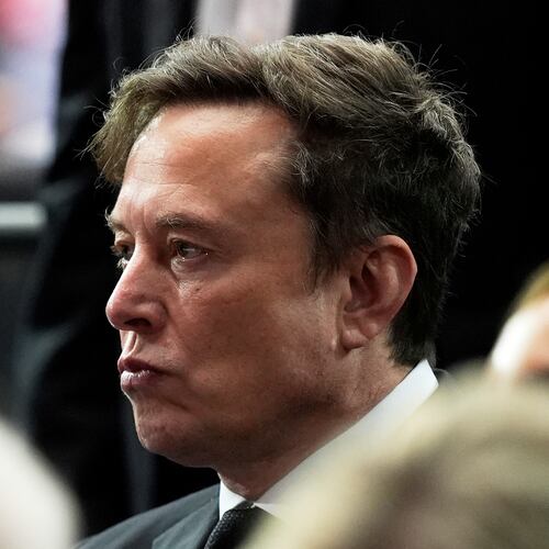 FILE - Elon Musk attends a memorial for conservative activist Charlie Kirk, Sunday, Sept. 21, 2025, at State Farm Stadium in Glendale, Ariz. (AP Photo/Julia Demaree Nikhinson, File)