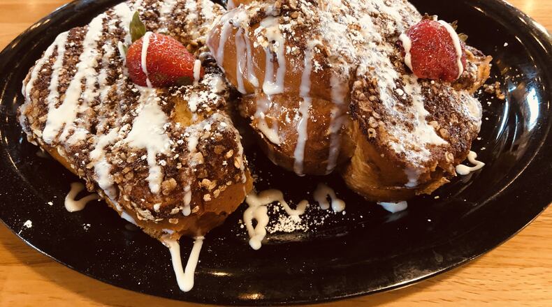 The Crown Royal Peach Cobbler French Toast at the Real Milk & Honey is over the top and darn tasty. CONTRIBUTED BY WENDELL BROCK