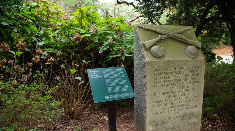 The Atlanta History Museum paid for and installed a marker that adds historical context and a contemporary interpretation to a Civil War monument on Peachtree Battle Avenue in Buckhead.