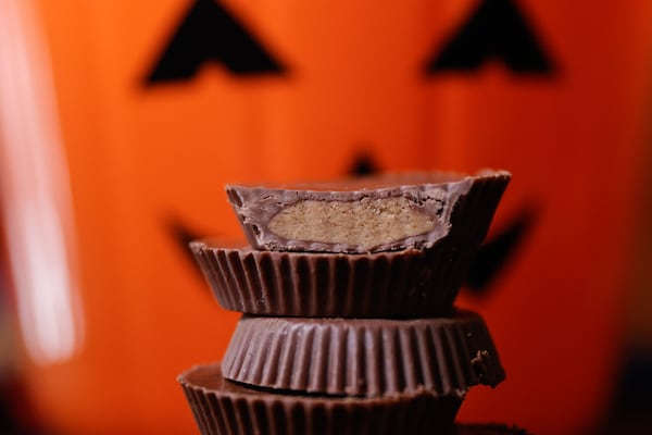 Chocolate candy photographed in the studio on Friday, Oct. 24, 2025. Dental  experts say chocolate washes off teeth more easily than sticky and hard candy. (Natrice Miller/ AJC)