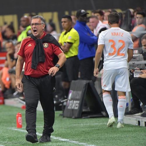 Gerardo Martino — pictured during his tenure as Atlanta United's manager in July 2018 — is interested in returning to the Five Stripes after Ronny Deila was fired Sunday, according to a source. (Hyosub Shin/AJC 2018)