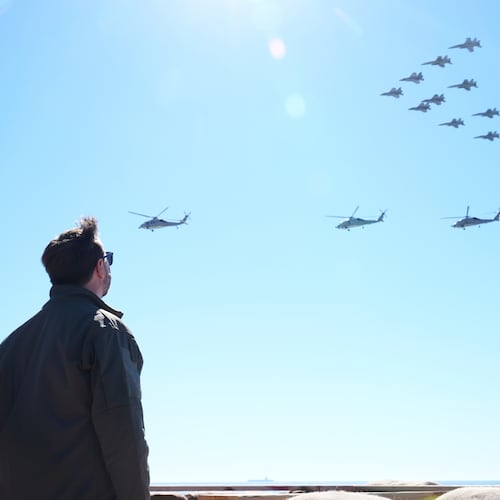 Vice President JD Vance watches a demonstration by Marines during activities to mark the upcoming Marine Corps' 250th anniversary on Marine Corps Base Camp Pendleton in Camp Pendleton, Calif., Saturday, Oct 18, 2025. (AP Photo/Gregory Bull)