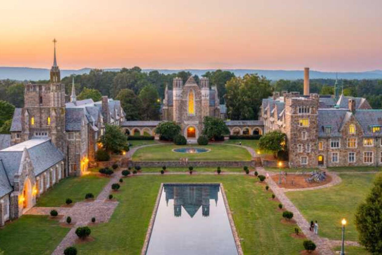 The sun sets over the Berry College campus. Berry has invested millions of dollars in historic restoration projects, guest columnist Sandeep Mazumder writes. (Courtesy of Brant Sanderlin/Berry College)