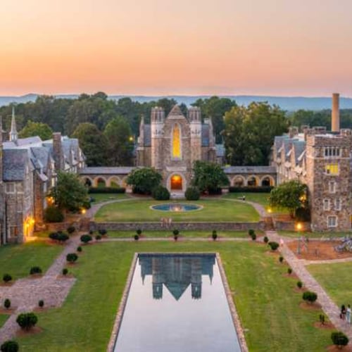 The sun sets over the Berry College campus. Berry has invested millions of dollars in historic restoration projects, guest columnist Sandeep Mazumder writes. (Courtesy of Brant Sanderlin/Berry College)