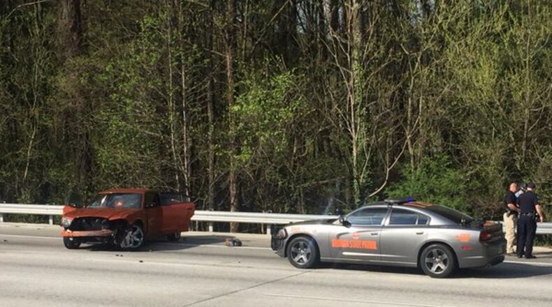 A Georgia State Patrol trooper ended the chase with a PIT maneuver on I-285 at I-20. (Credit: Channel 2 Action News)