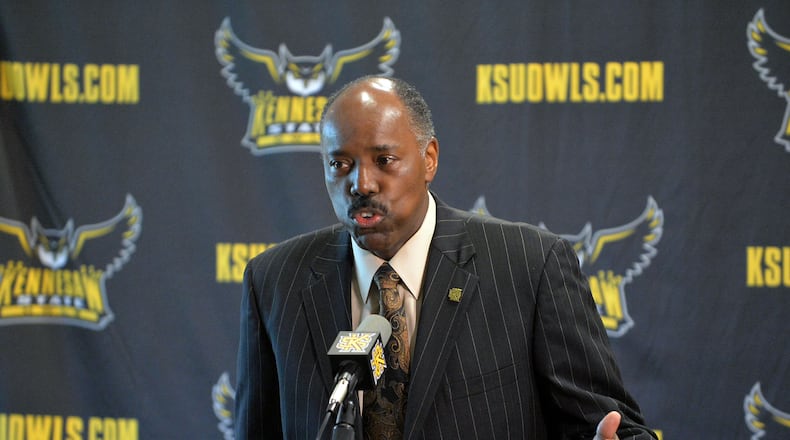 Kennesaw State University introduces Al Skinner as its new men’s head basketball coach during a press conference Tuesday, April 28, 2015. Skinner is a former Big East and ACC coach and went 11-20 his first season with the Owls. KENT D. JOHNSON /KDJOHNSON@AJC.COM
