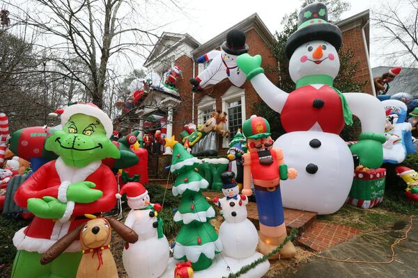 The Gropper family in Brookhaven has been putting up Christmas themed inflatable lawn displays for the past 8-years. Now, 150 unique displays cover the front lawn and the front of the house.