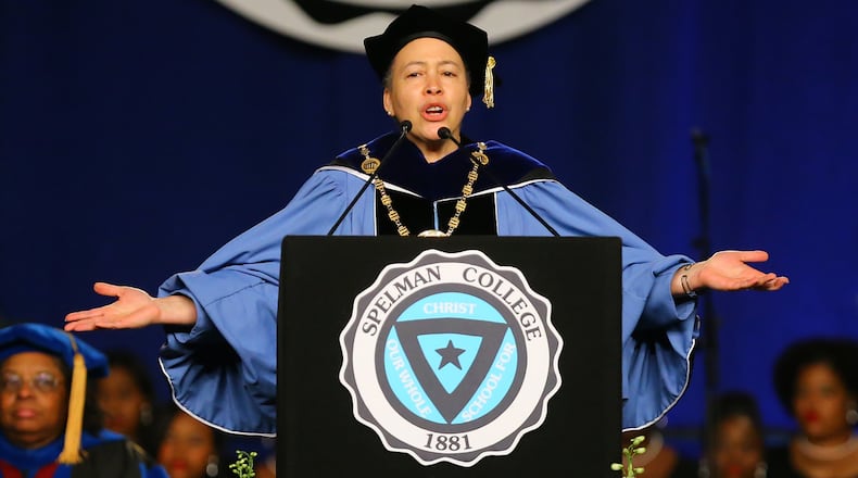 President Beverly Daniel Tatum, PhD, speaks to open the Spelman College 127th Commencement at the Georgia World Congress Center on Sunday, May 18, 2014, in Atlanta.