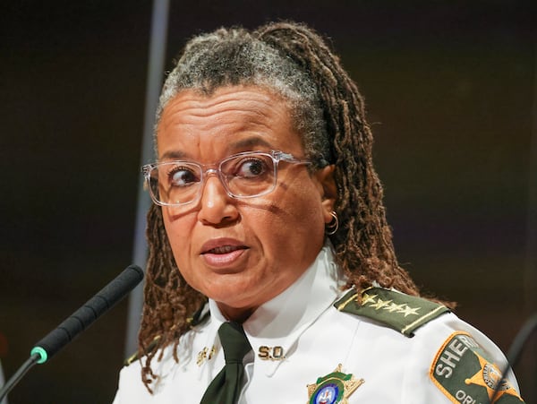 Sheriff Susan Hutson speaks during a City Council meeting following the escape of 10 inmates from the Orleans Parish Justice Center, at City Hall in New Orleans, Tuesday, May 20, 2025. (Sophia Germer /The Times-Picayune/The New Orleans Advocate via AP)