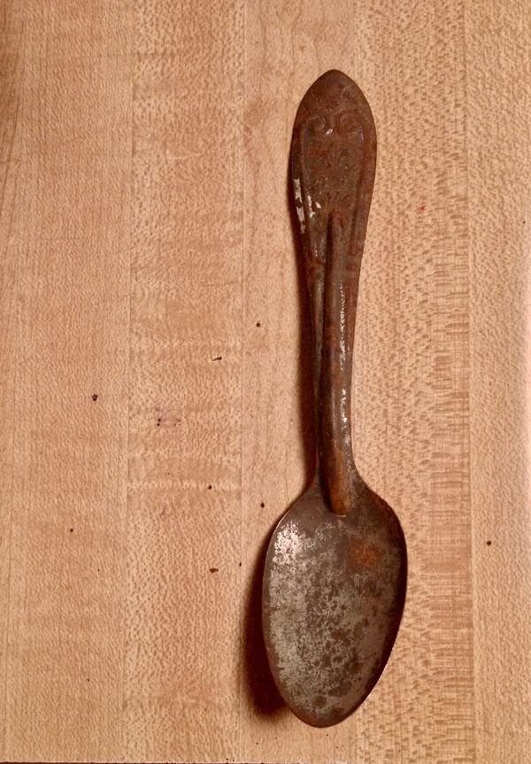 Jason Hall's grandmother scooped up this tin spoon in the 1940s while she was packing up her items before the Tennessee Valley Authority floods. (Courtesy of Jason Hall)