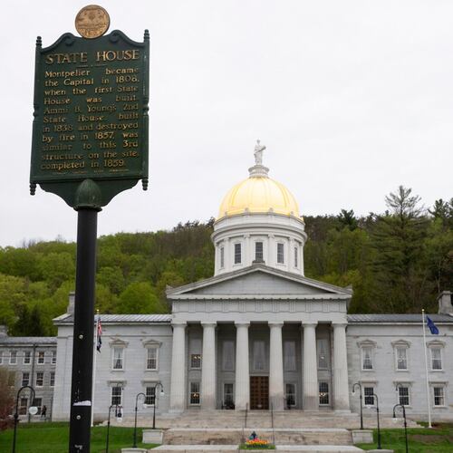 FILE - The Vermont state Capitol building is seen, May 8, 2025, in Montpelier, Vt. (AP Photo/Alex Driehaus, File)