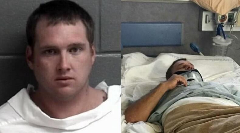 Christopher Futch (right) bonded out of jail Friday on a $30,000 bond after allegedly sending Travis Abbott to the intensive care unit after a road rage incident.