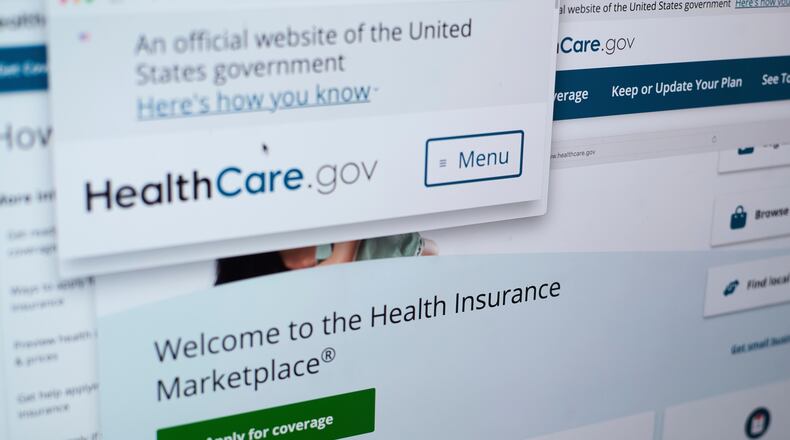 FILE - Pages from the U.S. Affordable Care Act health insurance website, healthcare.gov, are displayed on a computer screen in New York, Aug. 19, 2025. (AP Photo/Patrick Sison, File)