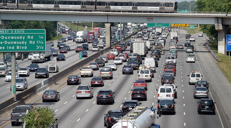 This was the scene on I-285 in Dunwoody over the Memorial Day weekend. The traffic volume you see on the Perimeter on an average day an improvement over 1995, according to average daily traffic counts provided by GDOT.
