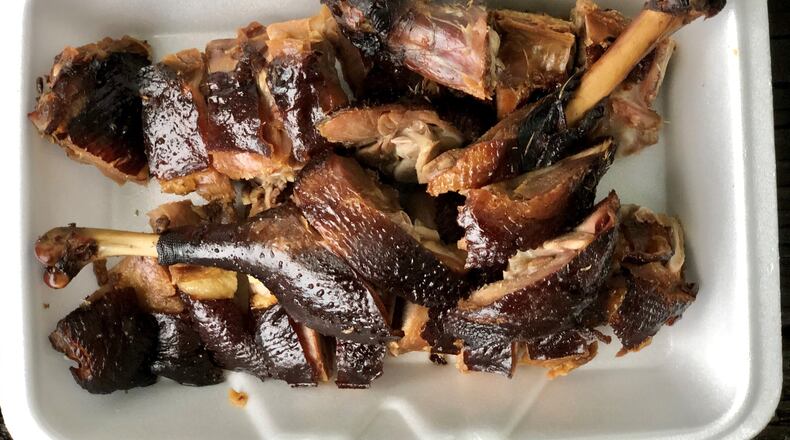 Tea-smoked duck is available from Great Sichuan in Johns Creek. CONTRIBUTED BY WENDELL BROCK