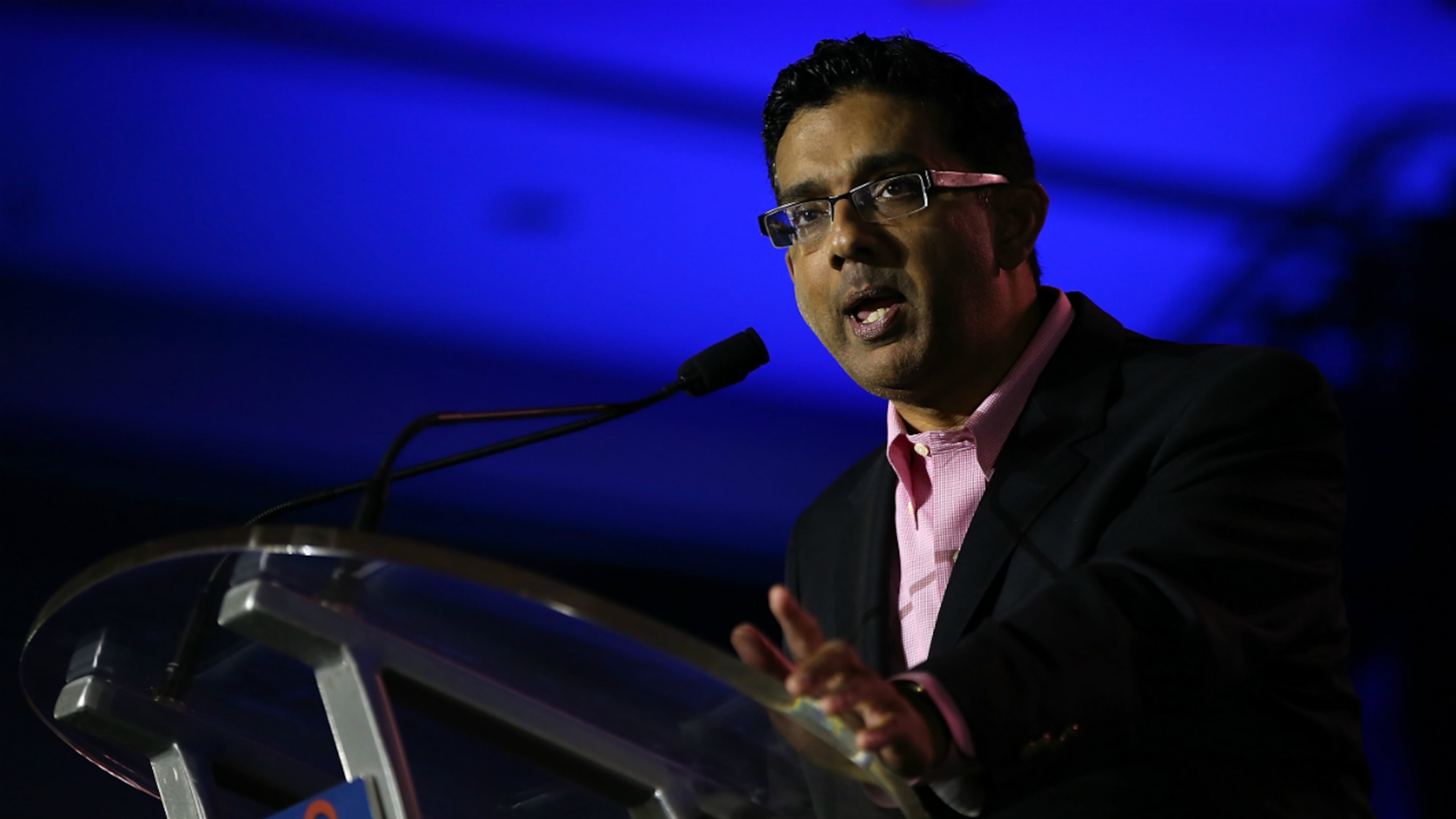 Conservative filmmaker and author Dinesh D'Souza was convicted in 2014 of violating campaign finance laws and pardoned by President Donald Trump in 2018.
