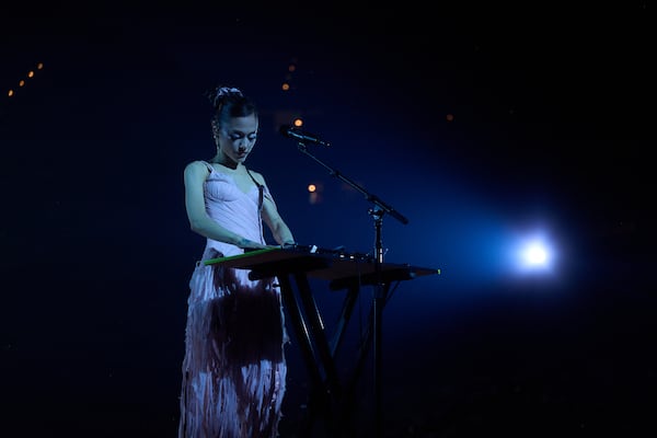 Grande manually layers her vocals for the introduction of “Eternal Sunshine.”  (Katia Temkin)