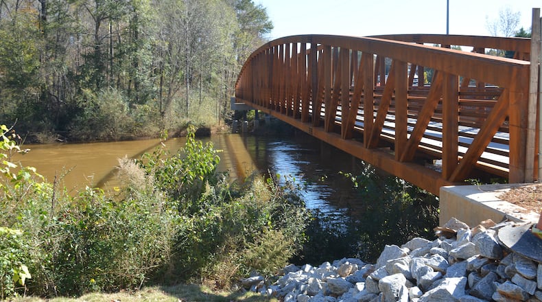 The new pedestrian bridge on State Bridge Road in Johns Creek that crosses over the Chattahoochee River is now open for walkers, joggers, and bicyclists. (Courtesy City of Johns Creek)