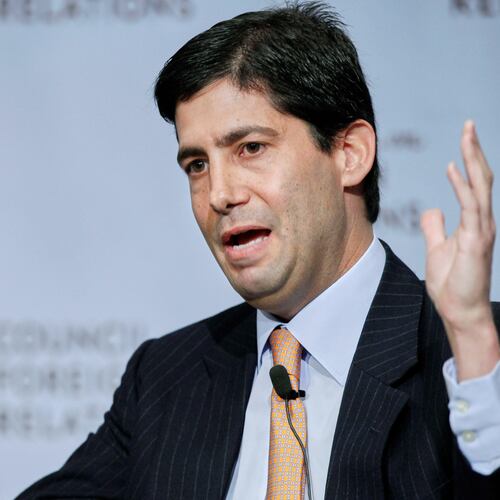 FILE - Kevin Warsh, visiting fellow at the Hoover Institution, speaks at the Council on Foreign Relations in a panel discussion on "Central Banking in an Age of Improvisation," Nov. 28, 2011 in New York. (AP Photo/Mark Lennihan, File)