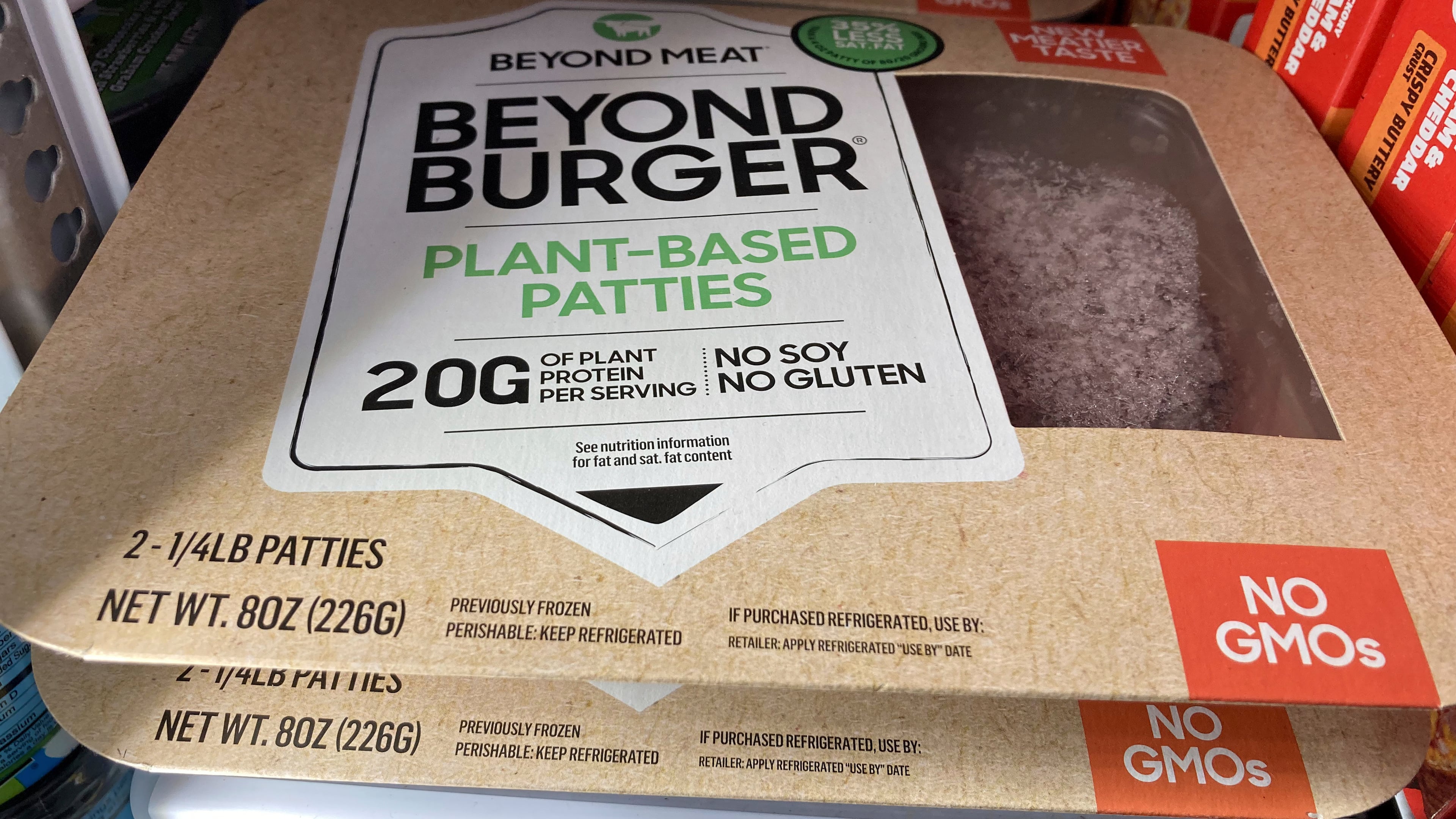 FILE - Shown are Beyond Meat Beyond Burger packages at a store in Huntingdon Valley, Pa., Tuesday, Feb. 22, 2022. (AP Photo/Matt Rourke, File)
