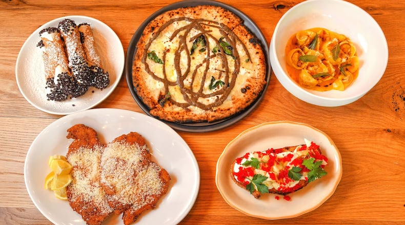 Cannoli, Truffle Pizza, Capelletti with butternt squash, Chicken Cutlets (lower left) and Burrata Toast. CONTRIBUTED BY CHRIS HUNT PHOTOGRAPHY.