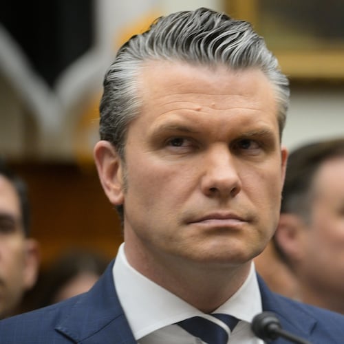 Secretary of Defense Pete Hegseth appears before a House Committee on Armed Services business meeting on the Department of Defense Fiscal Year 2027 on Capitol Hill, Wednesday, April 29, 2026, in Washington. (AP Photo/Rod Lamkey Jr.)