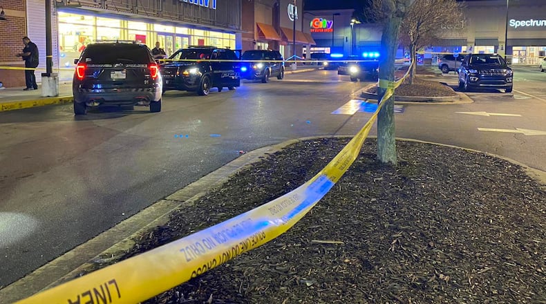 Two people were shot at a Hall County shopping center, police said.