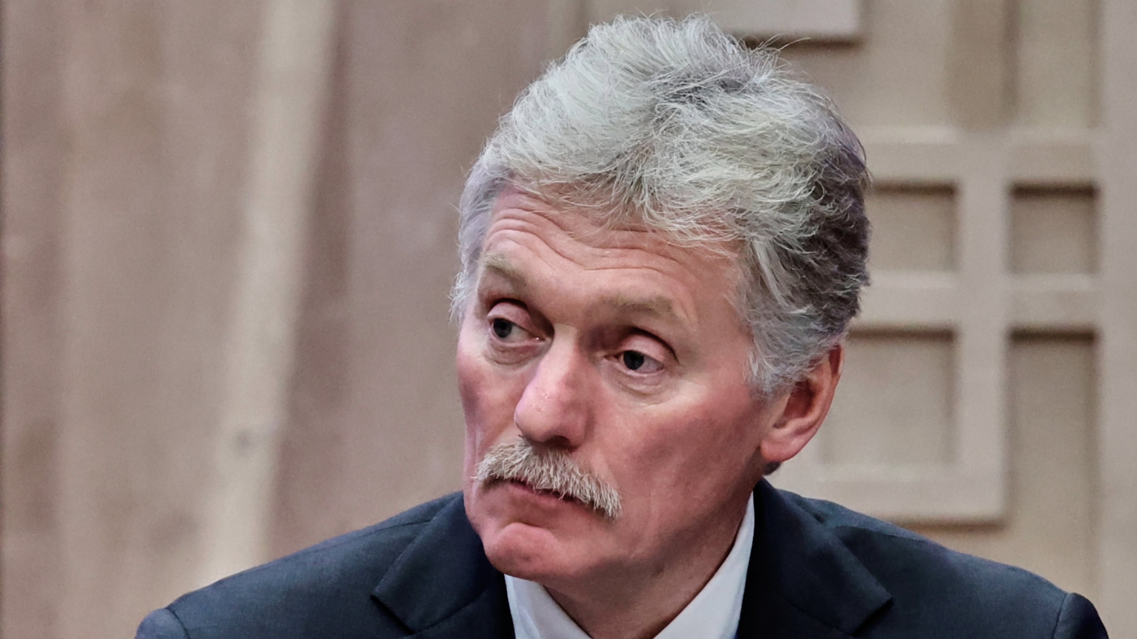 FILE- Kremlin spokesman Dmitry Peskov attends a Kyrgyzstan-Russia talk at the Administrative complex Yntymak-Manas Ordo, in Bishkek, Kyrgyzstan, Nov. 26, 2025. (Alexander Kazakov, Sputnik, Kremlin Pool Photo via AP, File)