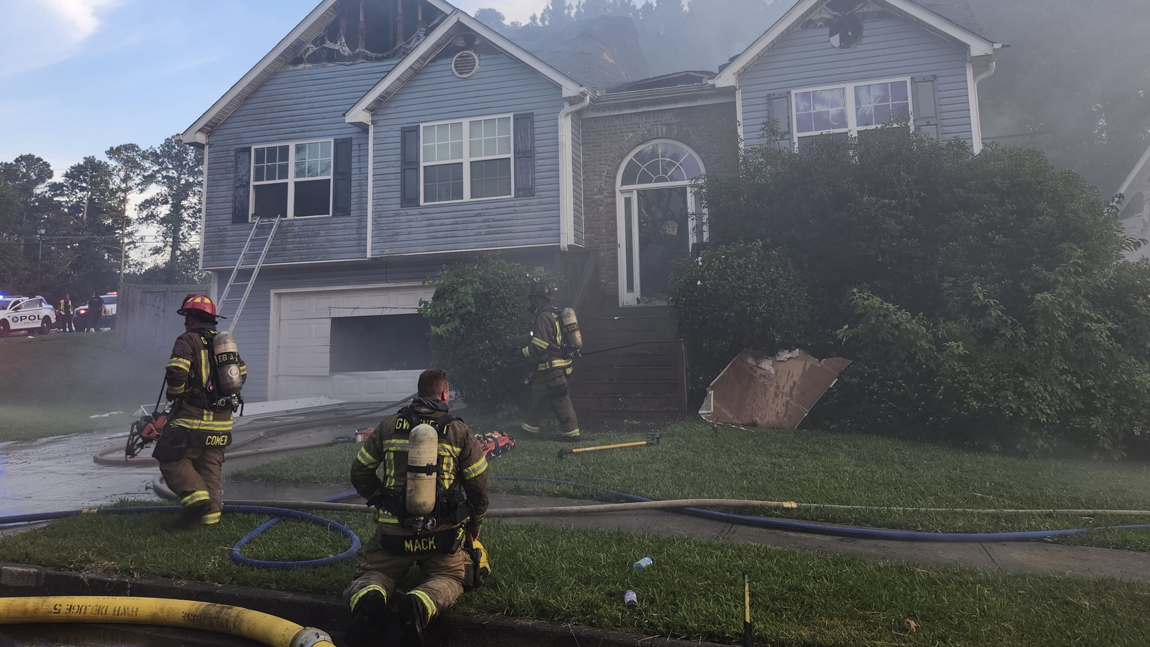 A Gwinnett County home was destroyed in a deadly fire Tuesday evening. (Courtesy Gwinnett County Fire and Emergency Services)