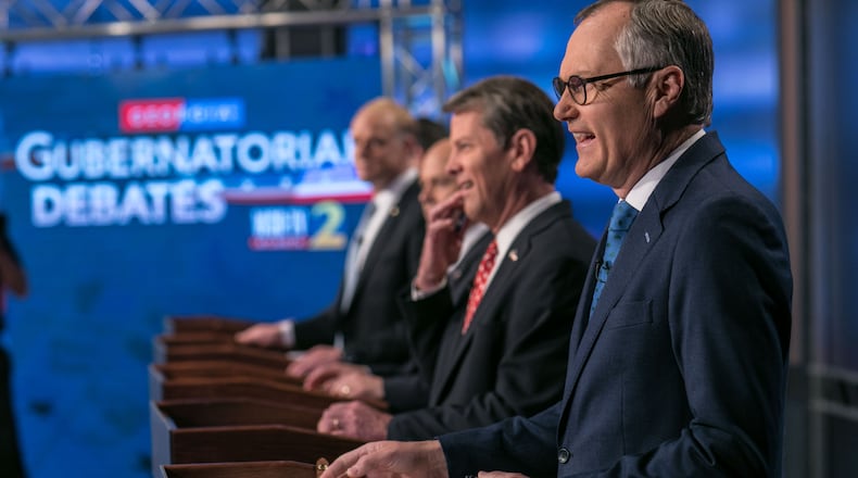 Lt. Gov. Casey Cagle, a Republican candidate for governor, waits with other candidates before a WSB/Atlanta Journal-Constitution debate in May. BRANDEN CAMP/SPECIAL