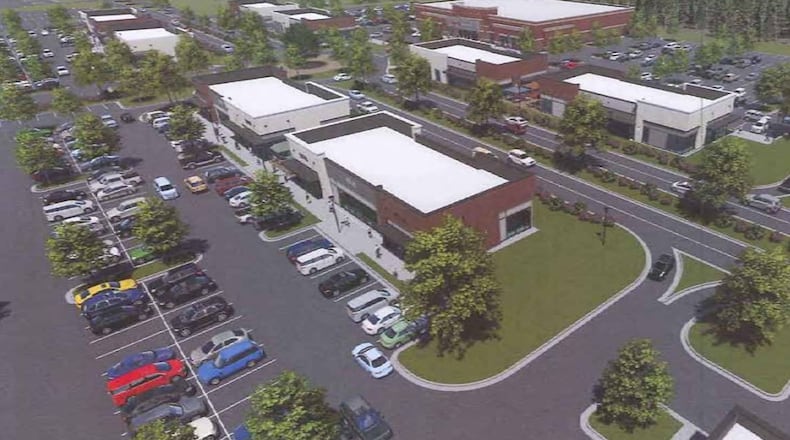 A rendering showing part of the proposed Exchange at Gwinnett project, which would be built across I-85 from the Mall of Georgia near Buford. VIA GWINNETT COUNTY