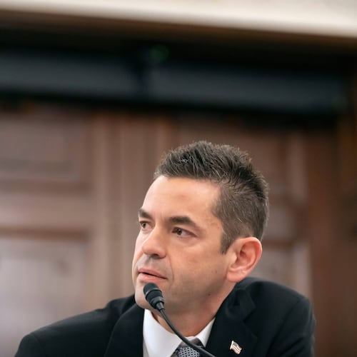 Jared Isaacman, President Donald Trump's pick to be NASA Administrator, listens during a hearing of the Senate Commerce, Science, and Transportation Committee on Capitol Hill, Wednesday, Dec. 3, 2025, in Washington. (AP Photo/Mark Schiefelbein)