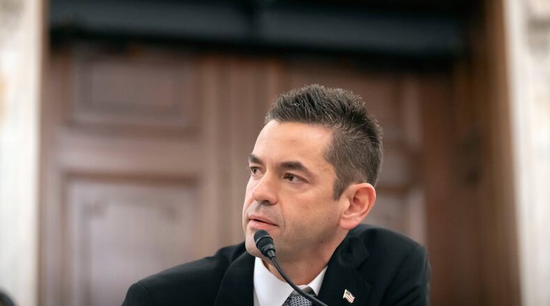 Jared Isaacman, President Donald Trump's pick to be NASA Administrator, listens during a hearing of the Senate Commerce, Science, and Transportation Committee on Capitol Hill, Wednesday, Dec. 3, 2025, in Washington. (AP Photo/Mark Schiefelbein)