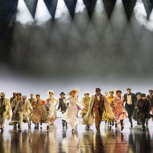 The cast appears during a performance of "Ragtime" in New York on Oct. 8, 2025. (Matthew Murphy via AP)