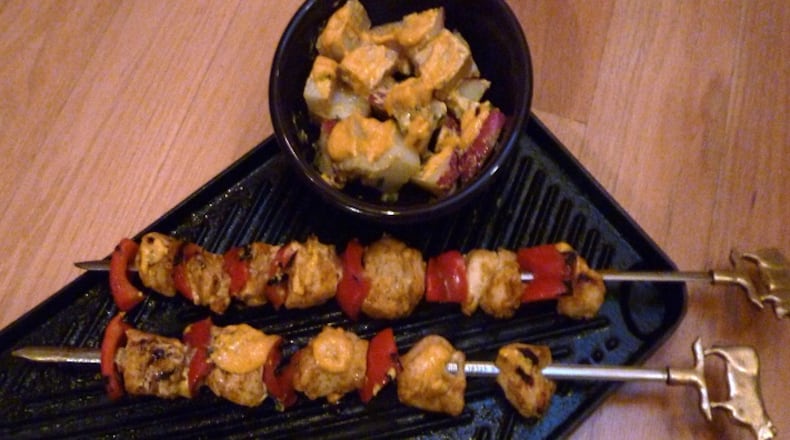 Anticuchos chicken kebabs. (Linda Gassenheimer/TNS)