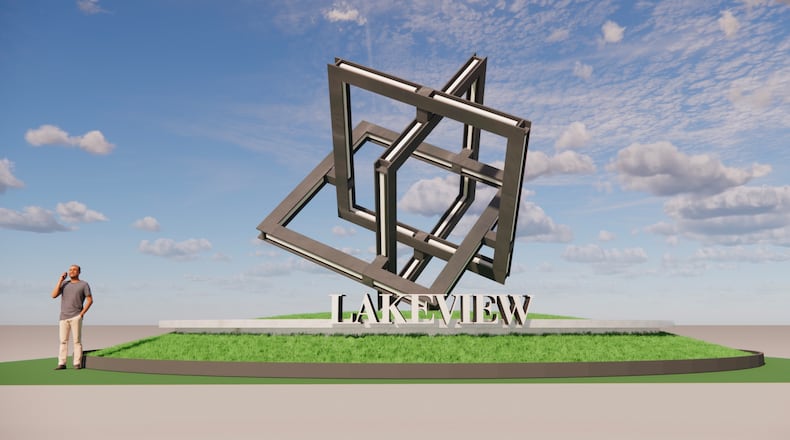Alpharetta has approved a request for an easement at the corner of Lakeview Parkway and Haynes Bridge Road to install a sculpture and sign. (Courtesy City of Alpharetta)