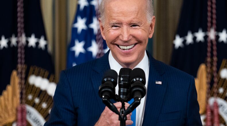 President Joe Biden delivers remarks about Election Day results in Washington on Wednesday, Nov. 9, 2022. The president said he would not change his economic approach, adding that his policies were working. (Doug Mills/The New York Times)