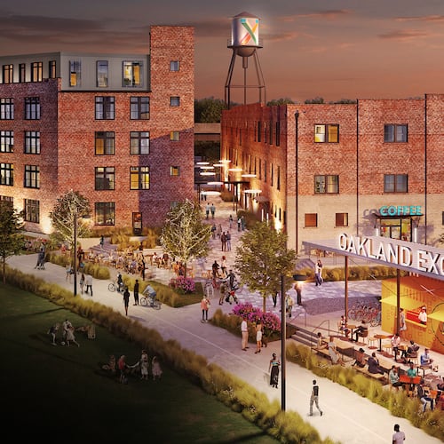 A development team plans to incorporate the historic Cut Rate Box Co. warehouse buildings off Murphy Avenue into a new mixed-use development called Oakland Exchange. More than 65% of the units will be reserved at below market-rate rents. (Courtesy of Urban Realty Partners)