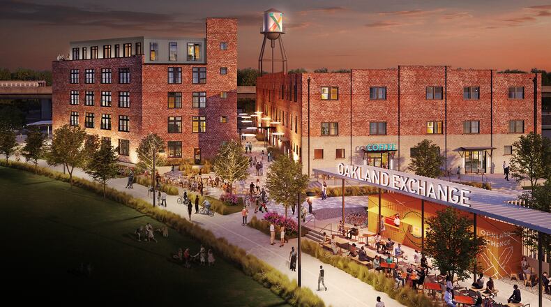 A development team plans to incorporate the historic Cut Rate Box Co. warehouse buildings off Murphy Avenue into a new mixed-use development called Oakland Exchange. More than 65% of the units will be reserved at below market-rate rents. (Courtesy of Urban Realty Partners)