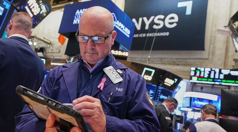 Trader Patrick Casey works on the floor of the New York Stock Exchange, Wednesday, June 3, 2026. (AP Photo/Richard Drew)