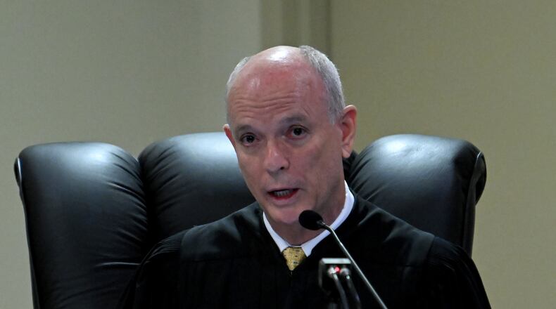 Barrow County Superior Court Judge Currie Mingledorff speaks during a first appearance of Colt Gray at Barrow County Courthouse Superior Court on Sept. 6 in Winder. (Hyosub Shin / AJC)