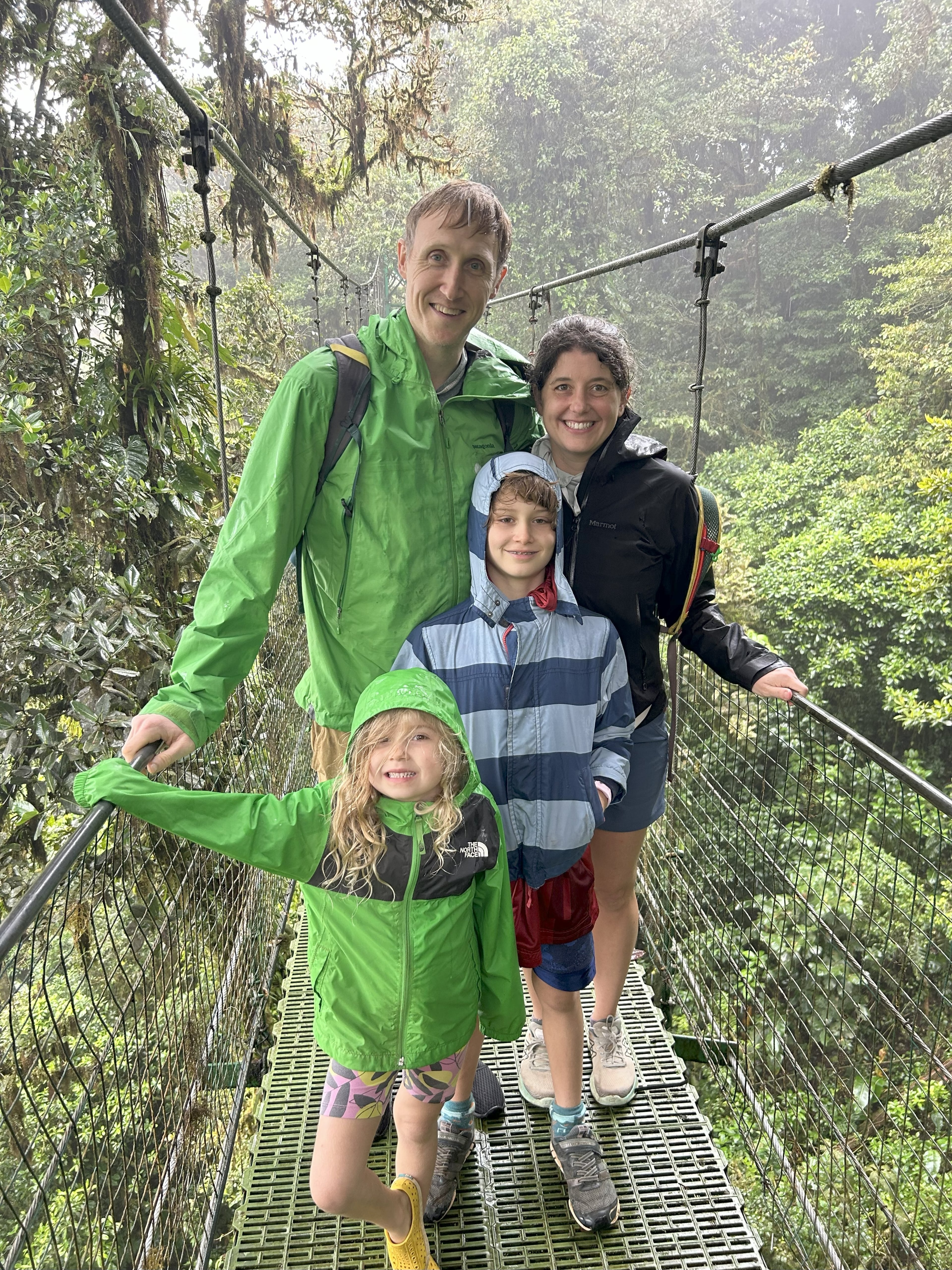 Michelle Hughes, top right, is able to enjoy vacations three years after a stroke on a previous one. Pictured here with her husband, George, and children Ella and Theo in Costa Rica last year. (Courtesy)