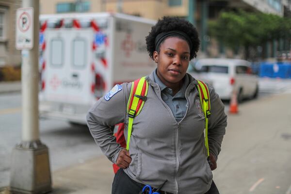 May 21, 2020 Atlanta: Grady EMS, advanced EMT, LaQuandrea Hollingsworth.    JOHN SPINK/JSPINK@AJC.COM