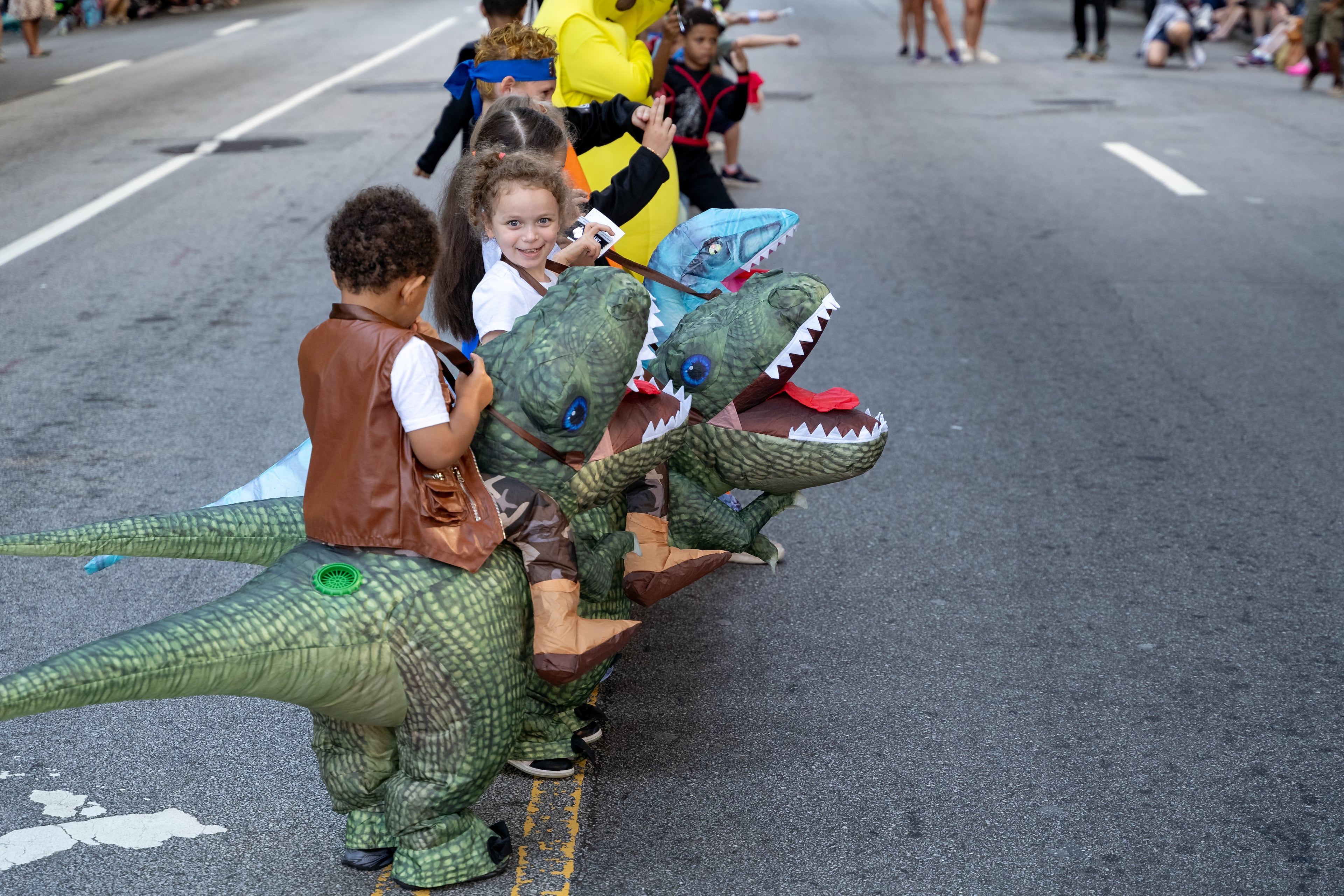 Thousands lined up along Peachtree Street on Saturday morning, August 31, 2024, for the annual Dragon Con parade in Atlanta. (Ben Hendren for The Atlanta Journal-Constitution)