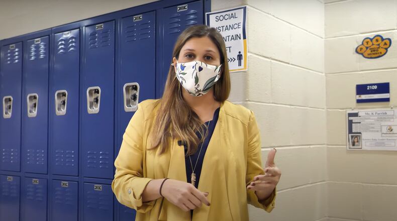 Southwest DeKalb High School teacher Kristina Parish has been teaching virtually from her classroom this semester. (Courtesy of DeKalb County School District)