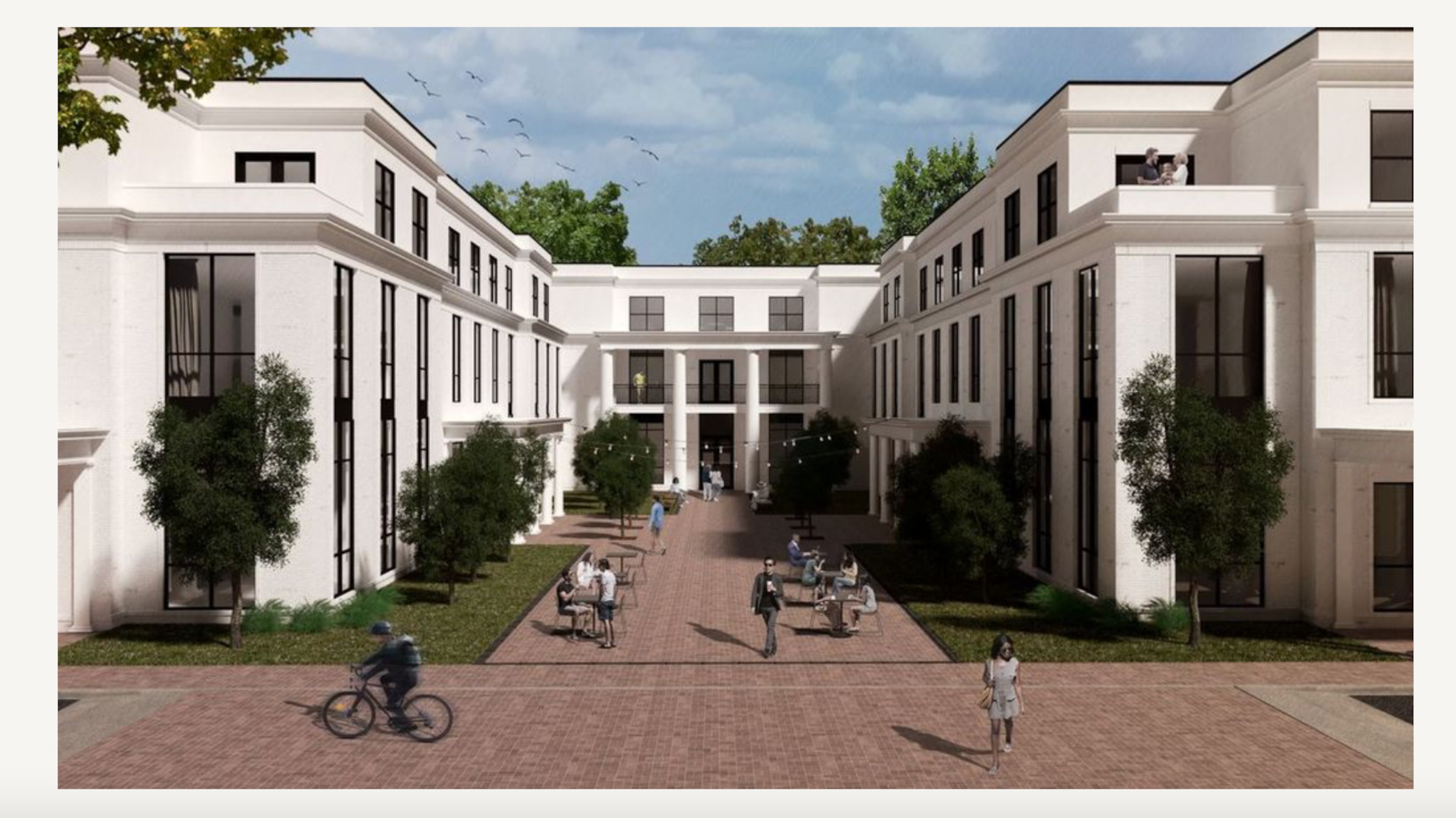 A rendering of the hotel that developer Jeff Payne wants to build in Athens on a 5-acre lot that the University System of Georgia is selling and which includes a 19th-century mansion that has housed many University of Georgia presidents. (rendering by the architectural firm Arcolab)